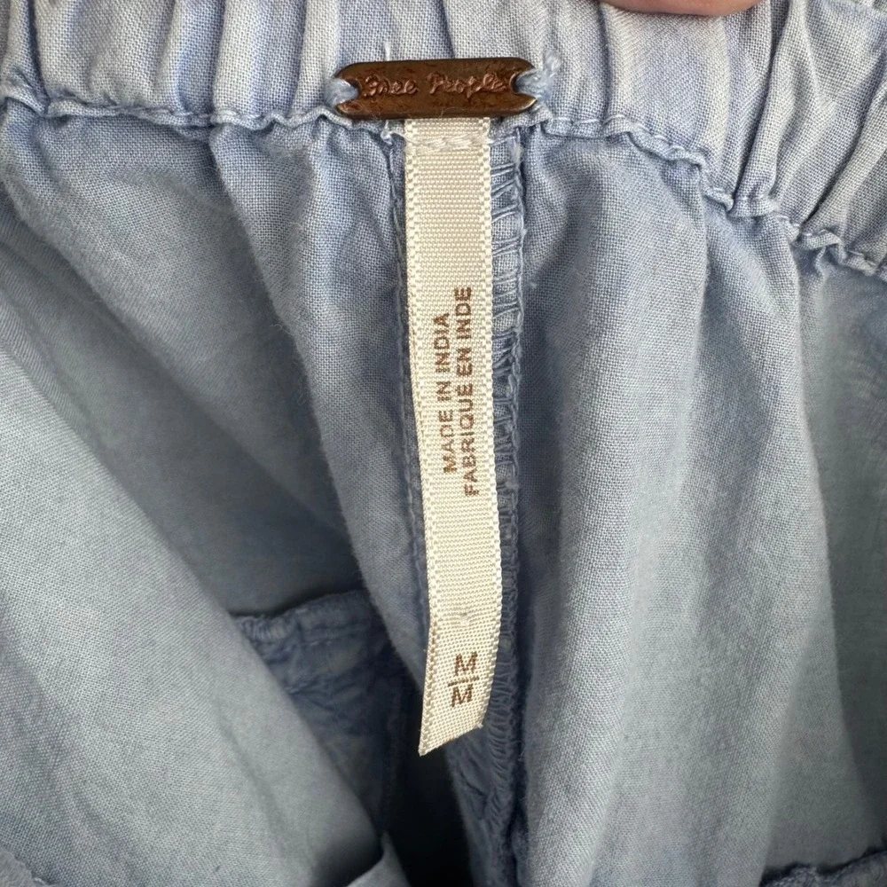 Free People Cargo Shorts Women Medium Blue Distressed Utility Gorpcore Summer